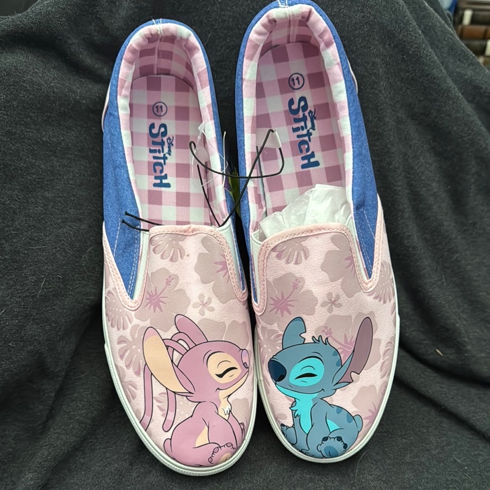 Disney Stitch Adult Slip-On Shoes - Pink and Blue